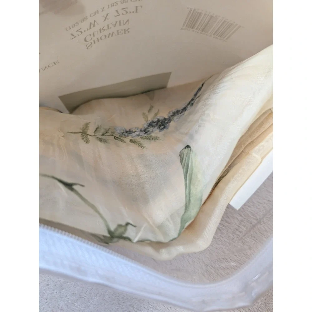Croscill Classics Remembrance Shower Curtain Butter Cream Floral Cottagecore NIP
